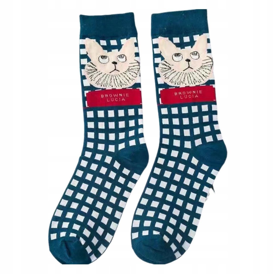 Modne skarpetki z motywem francuskiego kota wysokie kobieta mężczyzna