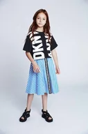 Sukienki i spódniczki dla dziewczynek - Dkny spódnica dziecięca kolor niebieski midi rozkloszowana - DKNY - miniaturka - grafika 1