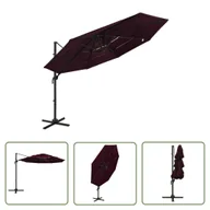 Parasole ogrodowe - The Living Store 4-poziomowy parasol na aluminiowym słupku - bordowy - 3x3 m - Parasol Ogrodowy - miniaturka - grafika 1