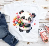 Koszulki dla dziewczynek - koszulka z pandą dla dziewczynki - miniaturka - grafika 1