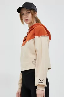 Puma bluza damska kolor beżowy z kapturem wzorzysta - Bluzy damskie - miniaturka - grafika 1