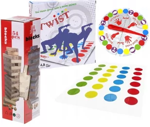 Zestaw gier mata gra rodzinna twister + drewniana wieża jenga - Gry planszowe - miniaturka - grafika 1