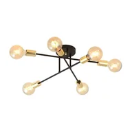 Lampy sufitowe - Emibig Veken 6B Gold lampa podsufitowa 6x60W czarna/złota 1175/6B - miniaturka - grafika 1
