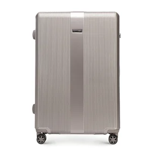 Duża walizka z polikarbonu w pionowe tłoczenia szampański - Walizki Duża walizka z polikarbonu w pionowe tłoczenia szampański - Walizki - miniaturka - grafika 1