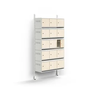 Szafka na buty ENTRY, moduł podstawowy, naścienna, 15 drewnianych drzwi, 1800x900x300 mm, biały/brzo - Szafki na buty Szafka na buty ENTRY, moduł podstawowy, naścienna, 15 drewnianych drzwi, 1800x900x300 mm, biały/brzo - Szafki na buty - miniaturka - grafika 1