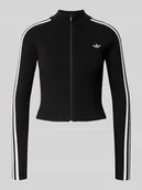 Swetry damskie - Kurtka z dzianiny o kroju slim fit z wyhaftowanym logo - miniaturka - grafika 1