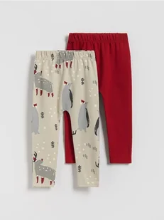 Reserved - Bawełniane legginsy 2 pack - beżowy - Legginsy - miniaturka - grafika 1