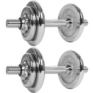 Hantle i ciężarki - Movit Zestaw hantli talerze z gryfami chromowane w teczce, 20 kg - miniaturka - grafika 1