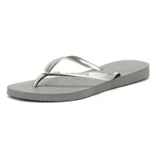 Klapki i japonki damskie - Havaianas Damskie japonki Slim Crystal Glamour SW, szary - Grey Steel Grey - 33/34 EU - miniaturka - grafika 1