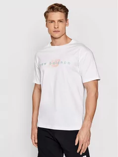 Koszulki męskie - New Balance T-Shirt MT01516 Biały Relaxed Fit - grafika 1