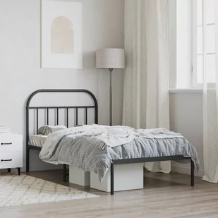 Metalowa rama łóżka z wezgłowiem, czarna, 100x190 cm Lumarko! - Inne meble do sypialni - miniaturka - grafika 4