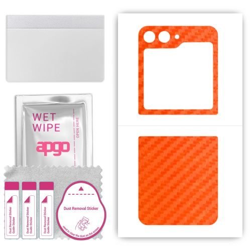 folia naklejka skórka strukturalna na TYŁ do Samsung Galaxy Z Flip5 Retro - Carbon Pomarańczowy - apgo SKINS