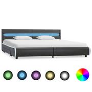 Łóżka - vidaXL Rama łóżka z LED, antracytowa, sztuczna skóra, 180 x 200 cm - miniaturka - grafika 1