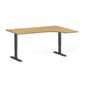 Stoły i stoliki do biura - Stół z regulacją wysokości, 1 silnik, 745 - 1235 mm, narożnik L/R, blat 1600 x 1200 mm, podstawa szara, buk - miniaturka - grafika 1