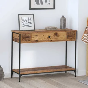 vidaXL Konsola Stare drewno 100 x 34.5 x 75 cm Materiał drewnopochodny - Konsole i sekretarzyki - miniaturka - grafika 1
