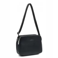 Torebki damskie - Damska Torebka Listonoszka LUIGISANTO Czarna Trzykomorowa z Paskiem - miniaturka - grafika 1