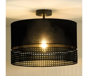 Duolla - Żyrandol natynkowy DOUBLE RATTAN 1xE27/15W/230V śr. 40 cm czarny - Lampy sufitowe - miniaturka - grafika 1