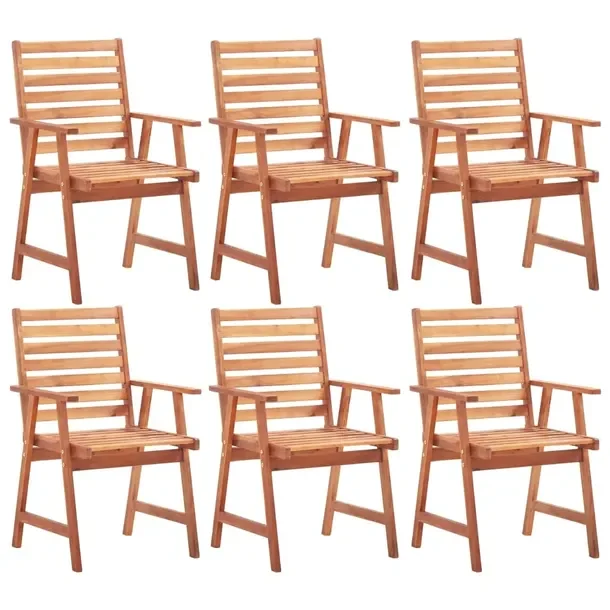 Zestaw 6 Krzeseł Ogrodowych z Litego Drewna Akacjowego 56x62x92 cm