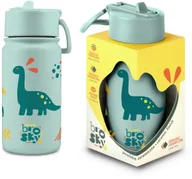 Bidony dla dzieci - Brosky Kids Miętowa butelka na wodę dla dzieci w dinozaury 450 ml - miniaturka - grafika 1