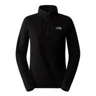 Bluzy sportowe damskie - Bluza The North Face 100 Glacier 1/4 Zip Fleece 0A855M4H01 - czarna - miniaturka - grafika 1