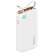 Powerbanki - USAMS Powerbank ze zwijanym kablem Retractable Lightning 10000 mAh PD 20W Fast Charge XY Series biały/white 10KCD22502 (US-CD225) - miniaturka - grafika 1