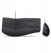 Zestawy myszka + klawiatura - Perixx Perixx PERIDUO-505B, DE, wired USB ergonomic split keyboard and vertical mouse combo, black 57215G - miniaturka - grafika 1