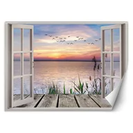 Fototapety - Fototapeta, Okno z widokiem na zachodzące słońce (Rozmiar 140x100) - miniaturka - grafika 1