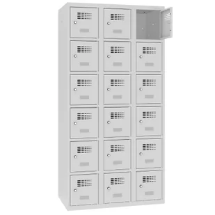 Szafa z metalu z 18 skrytkami dla pracowników MSUS 336 na osobne klucze - Szafki BHP - miniaturka - grafika 1