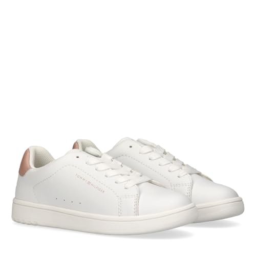 Tommy Hilfiger Niskie sznurowane trampki dziewczęce Jack, białe/nude, 39