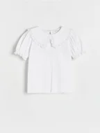 Koszulki dla dziewczynek - Reserved - Bluzka z kołnierzykiem - złamana biel - miniaturka - grafika 1