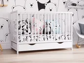 Łóżeczka i kojce - Łóżeczko dziecięce z szufladą Dominik białe 120x60 - miniaturka - grafika 1