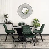 Stoły z krzesłami - Zestaw Stół Prostokątny Rozkładany CLARK 120-160 cm Czarny Połysk i 4 Krzesła Tapicerowane RICK Zielone Welurowe - miniaturka - grafika 1