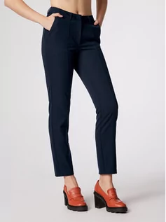 Spodnie damskie - Simple Spodnie materiałowe SPD506-01 Granatowy Slim Fit - grafika 1