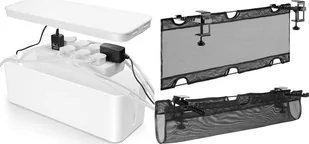 Mozos Maskownica Biały 1 sztuka KBO-LW + Organizer na kable siatka czarny UCM - Maskownice do kabli - miniaturka - grafika 1