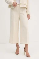 Spodnie damskie - Joop! spodnie damskie kolor beżowy proste high waist 30043063 - miniaturka - grafika 1