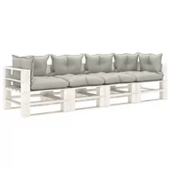 Ławki ogrodowe - vidaXL Ogrodowa sofa 4-osobowa z palet, z poduszkami taupe, drewniana - miniaturka - grafika 1