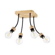 Lampy sufitowe - Britop Regulowana LAMPA sufitowa ALLUMER FLEX 5414474 metalowa OPRAWA elastyczna czarna drewno - miniaturka - grafika 1
