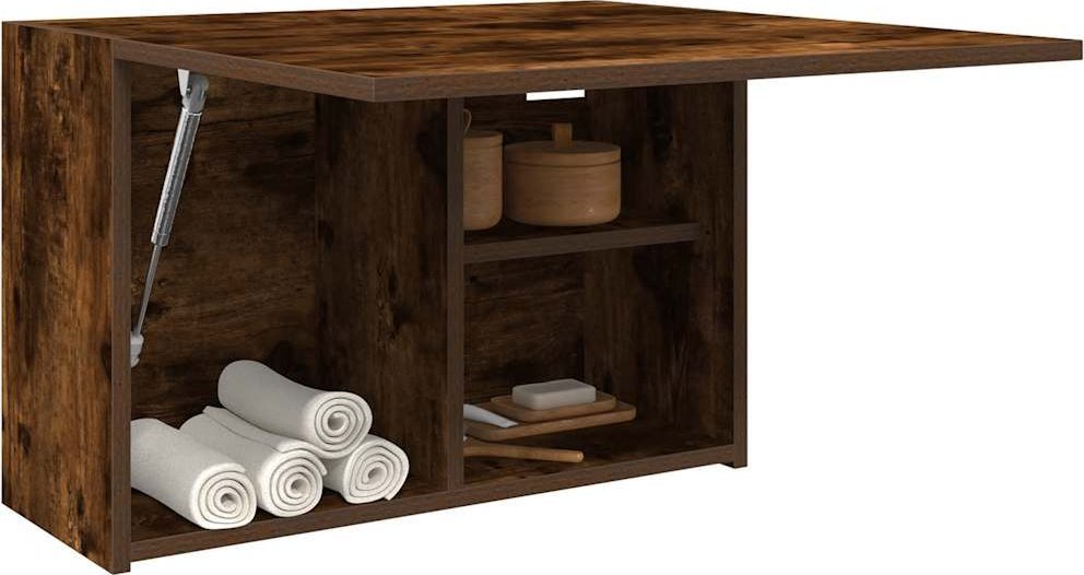 vidaXL Wisząca szafka łazienkowa, przydymiony dąb, 60x25x40 cm