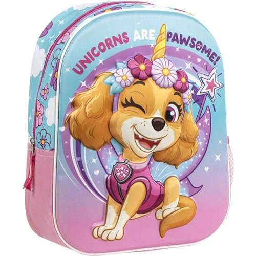 Plecak dziecięcy Psi Patrol Skye Jednorożec Wzór 3D Pastelowe Kolory - Plecak Szkolny dla Dziewczyn Fanów Paw Patrol Idealny do Przedszkola i Podróży