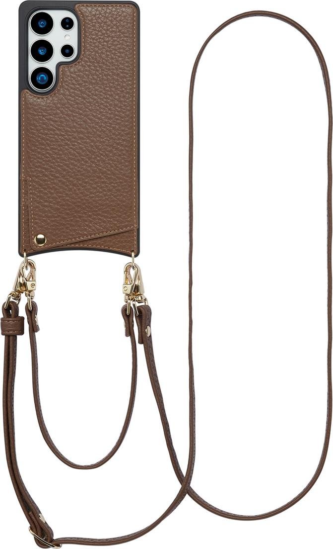 Etui na telefon Selencia Nova ze sznurkiem i uchwytem na kartę do Samsung Galaxy S25 Ultra - Mocha Brown