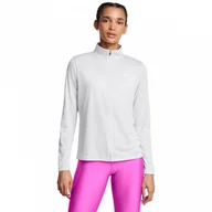 Bluzy damskie - Damska bluza treningowa rozpinana bez kaptura Under Armour Tech Full Zip - biała - miniaturka - grafika 1