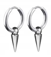 Kolczyki - Kolczyki Do Uszu HUGGIE Kolec z Kuleczką Stożek Punk Gothic STAL - miniaturka - grafika 1