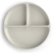 Miseczki i talerzyki dla dzieci - Trójdzielny talerz silikonowy z przyssawką CREAM, BabySteps - miniaturka - grafika 1