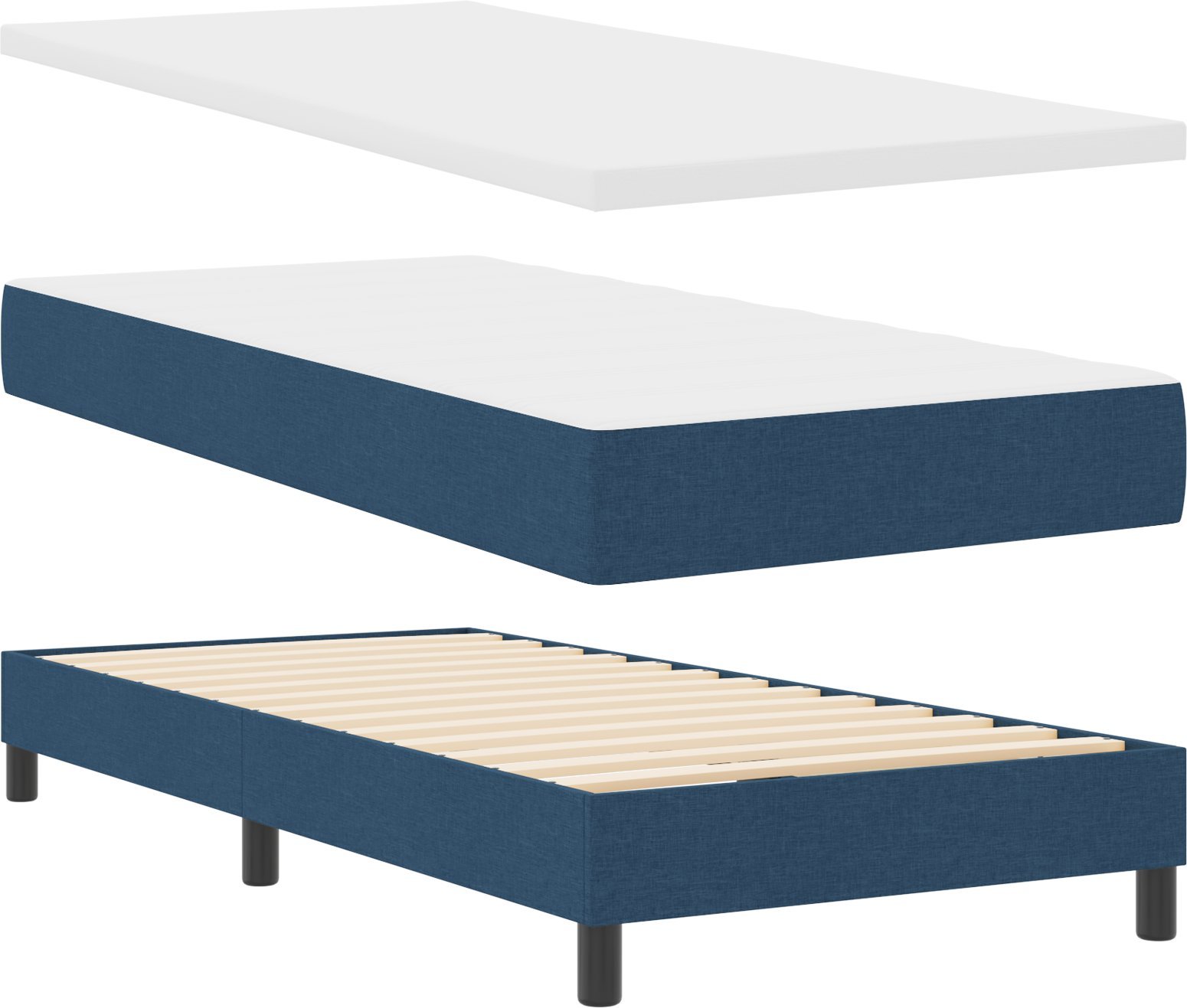 Łóżko Box Spring vidaXL z materacem Niebieskie 140x190 cm Tkanina
