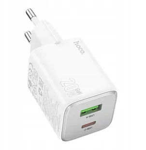 Ładowarka sieciowa do telefonu Hoco USB A + USB C QC3.0 PD 3A 20W N41 biała - Ładowarki do telefonów - miniaturka - grafika 1