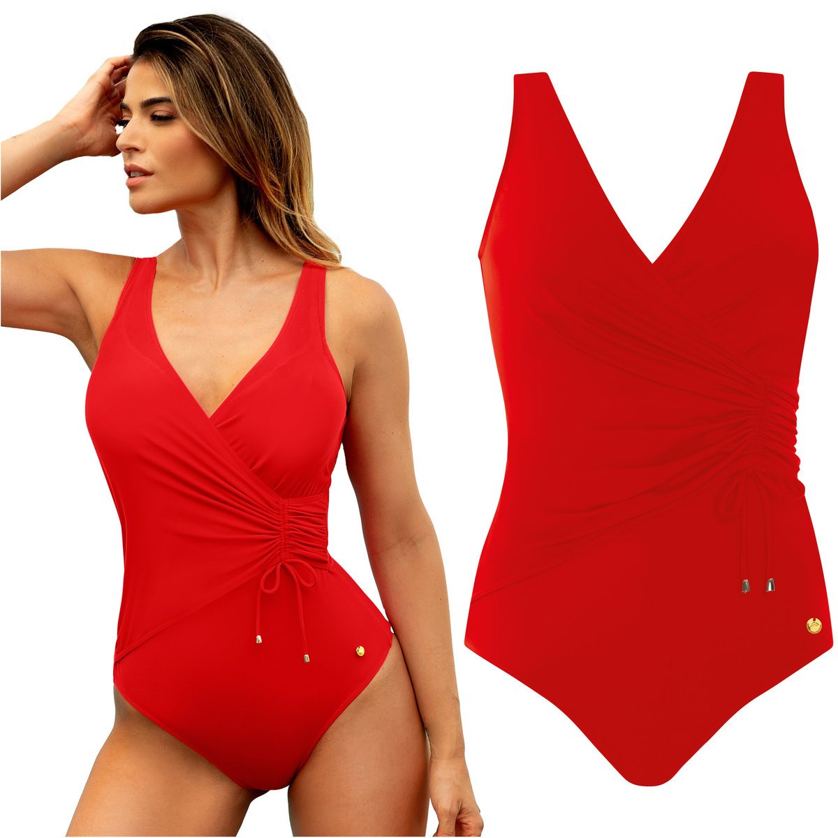 Strój kąpielowy jednoczęściowy damski SELF S1069 Ajaccio 3 czerwony 3XL