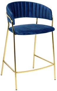 Granatowy hoker welurowy w stylu glamour R0-D35 - Taborety i hokery Granatowy hoker welurowy w stylu glamour R0-D35 - Taborety i hokery - miniaturka - grafika 1