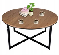 Ławy i stoliki kawowe - Stolik kawowy, okrągły, loft, 80x40 cm, czarny, odcienie brązu - miniaturka - grafika 1