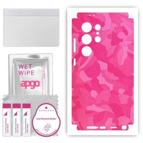 folia naklejka skórka strukturalna na TYŁ+BOKI do Samsung Galaxy S24 Ultra - Moro Camo Różowy - apgo SKINS
