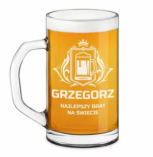 Kufel na piwo prosty z grawerem dla brata - Szklanki Kufel na piwo prosty z grawerem dla brata - Szklanki - miniaturka - grafika 1